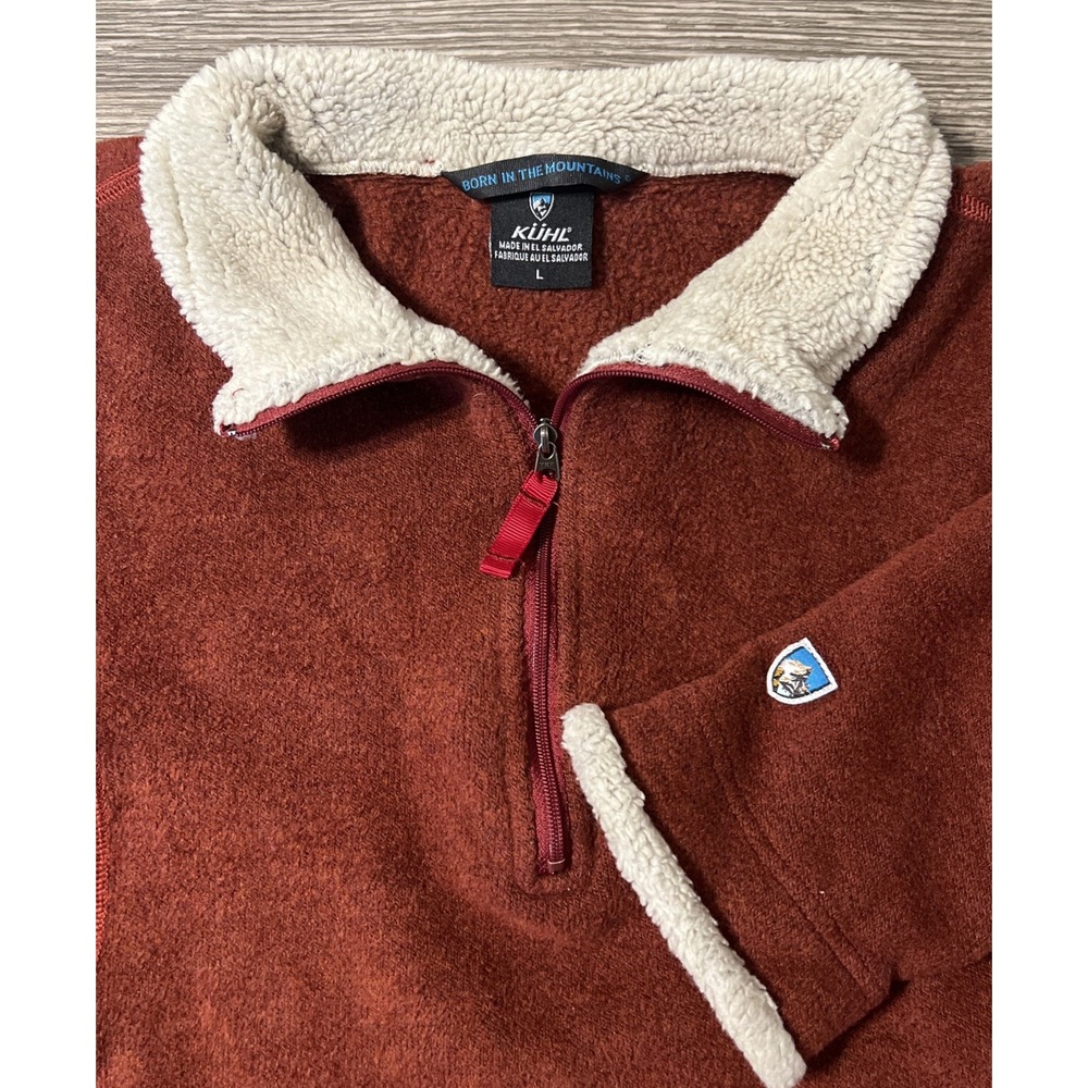 Kuhl Alyssa Alfpaca 1/4 Zip Fleece Pullover Rust Red Sherpa Collar Size Large